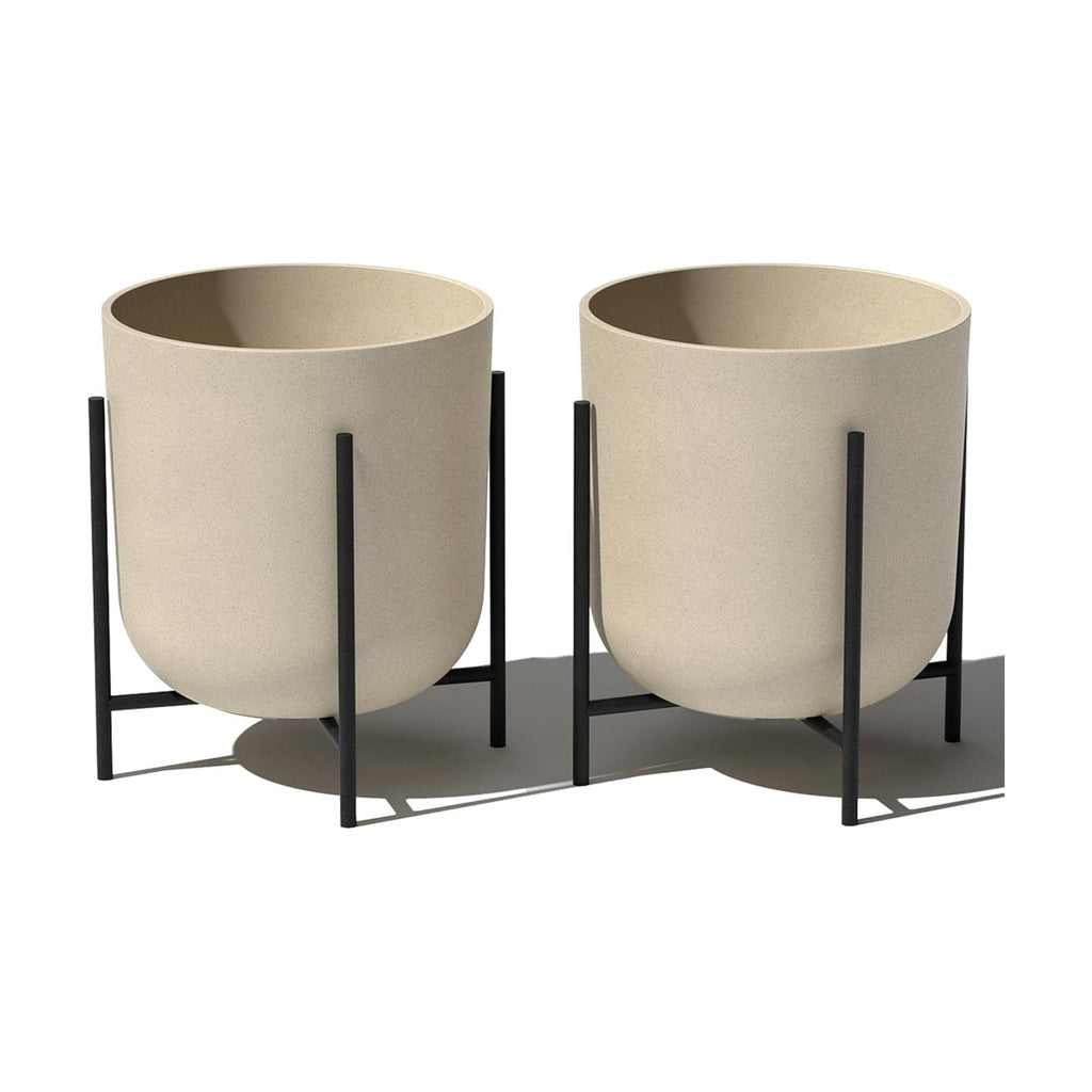 Veradek Mason Series Raised Lima Planter - Round Planter with Stand | Made From a Durable Plastic-Stone Composite &
