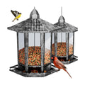 Birdream 2 Pack Bird Feeders for Outdoor, Retro Pagoda Design Fun Installation Bird Feeder, Attracting Wild Birds Chickadees Goldfinches Cardinals Finches and Sparrows - Retro Silver
