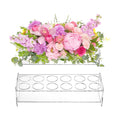 Jucoan 2 Pack Acrylic Flower Vase Rectangular, 12 x 4 Inch Long Low Clear Flower Vases with 12 Holes for Floral Arrangement, Home Office Wedding Party Table Centerpieces Decor