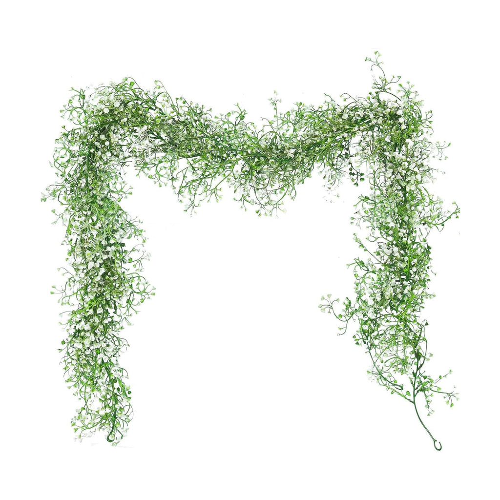 RECUTMS 2Pcs Artificial Wisteria Garlands 5.6Ft Plastic Hanging Vines White