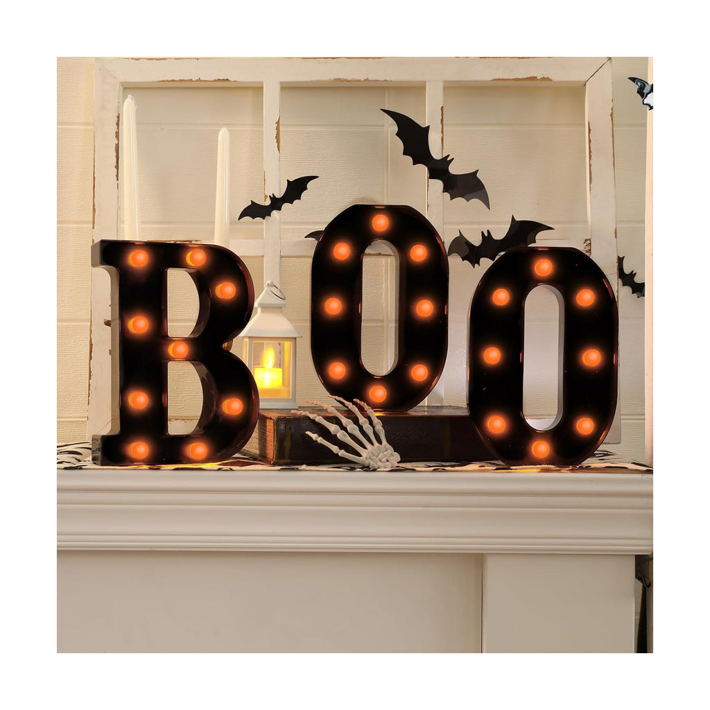 Halloween Decorations-3 Marquee Light up Letters "BOO" Decorative Sign