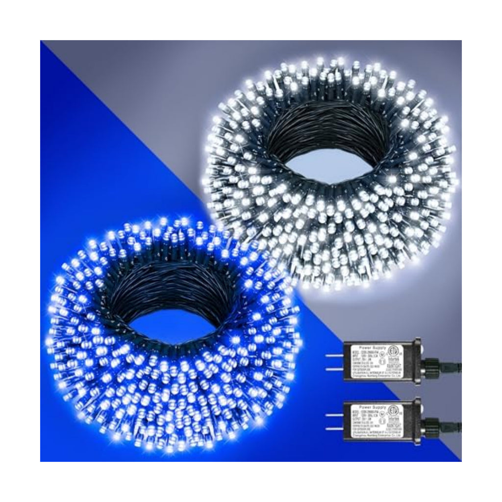 2 Pack Christmas Lights Outdoor, Total 200FT 600 LED Christmas Tree Lights