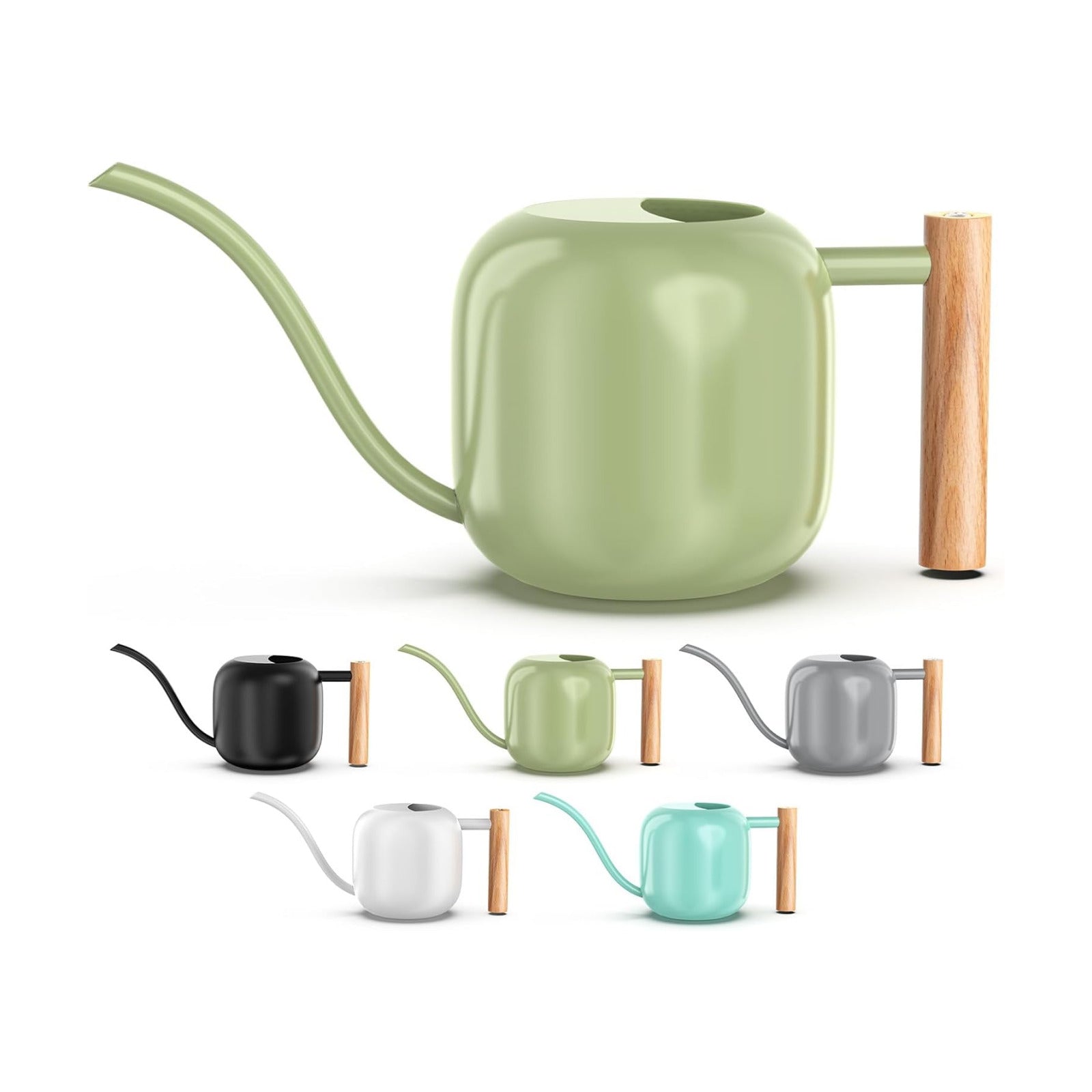 1.2L/41oz Metal Metal Watering Can with Long Spout, Sage Green | Metal Stainless Steel Watering Can for Indoor Plants
