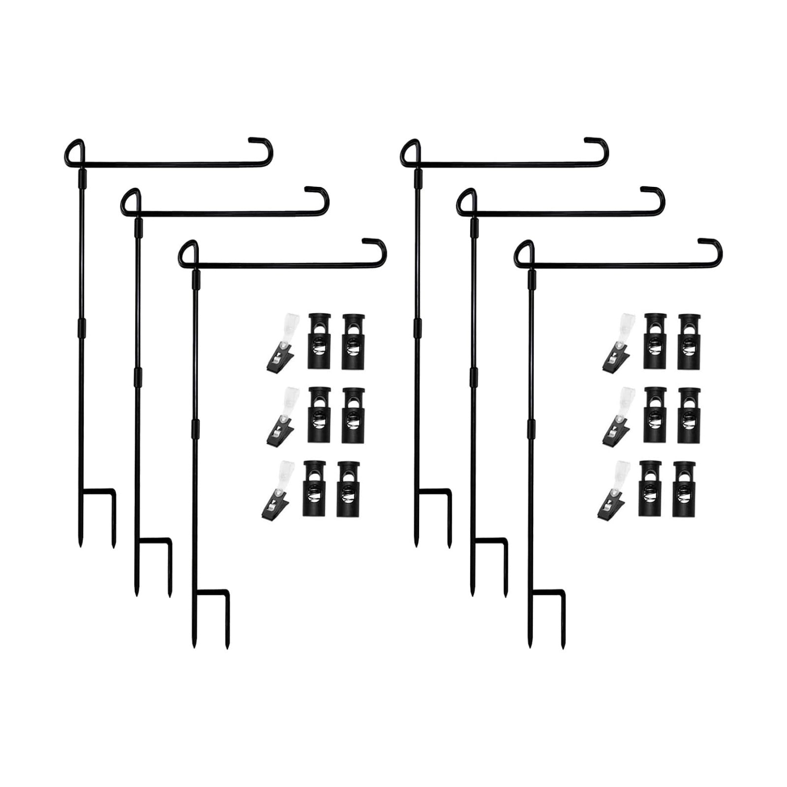 Garden Flag Pole Stand Holder, 6 Pack Garden Flags for Outside with Flag Stopper and Clip Waterproof Powder-Coated