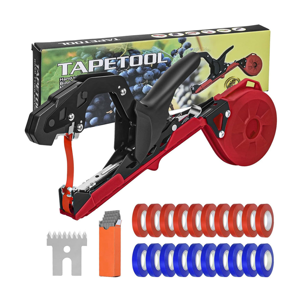 Upgraded Plant Tying Machine Gun to Tie Up Vine Tomatoes and Grapes Quickly Garden Tape Tool for Gardeners Farmers with SK5 Blade Replacement Garden Tapes and Staples
