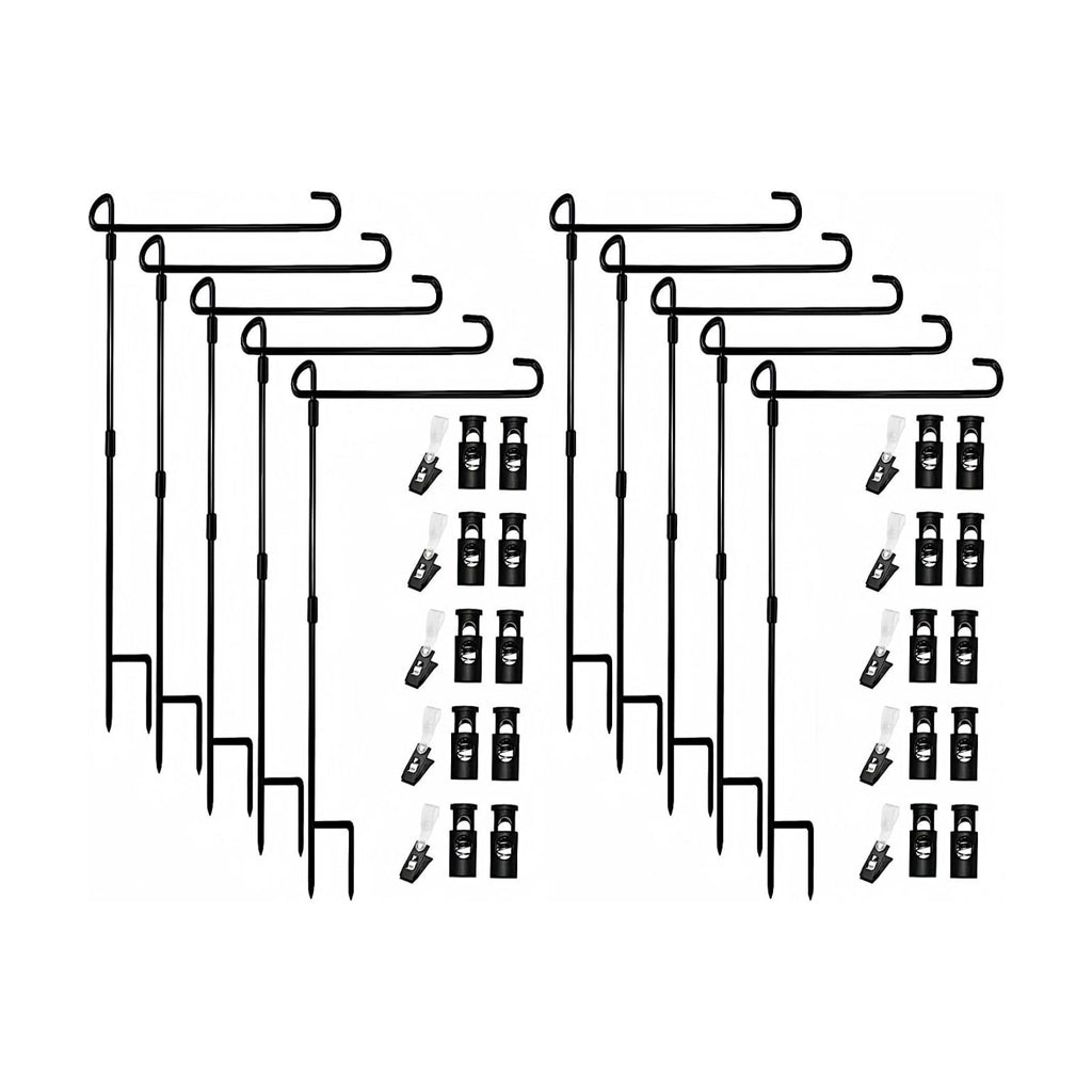 Garden Flag Pole Stand Holder, 10 Pack Garden Flags for Outside with Flag Stopper and Clip Waterproof Powder-Coated
