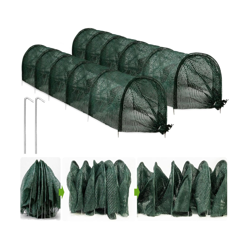 2 in 1 Portable Greenhouse Protection from Sun Heat,Garden Tunnel Shade Net Cover with Quick-Release Technology,Row
