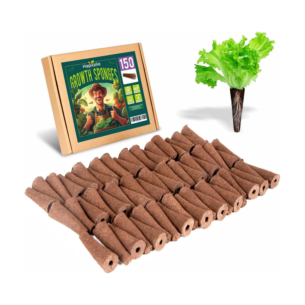 150 Pack Grow Sponges for AeroGarden, Hydroponic Seed Starter Pods | Cone-Shaped Grow Sponges Made with Peat for Indoor
