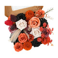 Floweroyal Halloween Artificial Flowers Black Flowers Mix Silk Flowers Fake Roses with Stems for DIY Wedding Bridal Bouquets, Baby Shower, Floral Arrangement, Table Centerpieces, Home Decorations