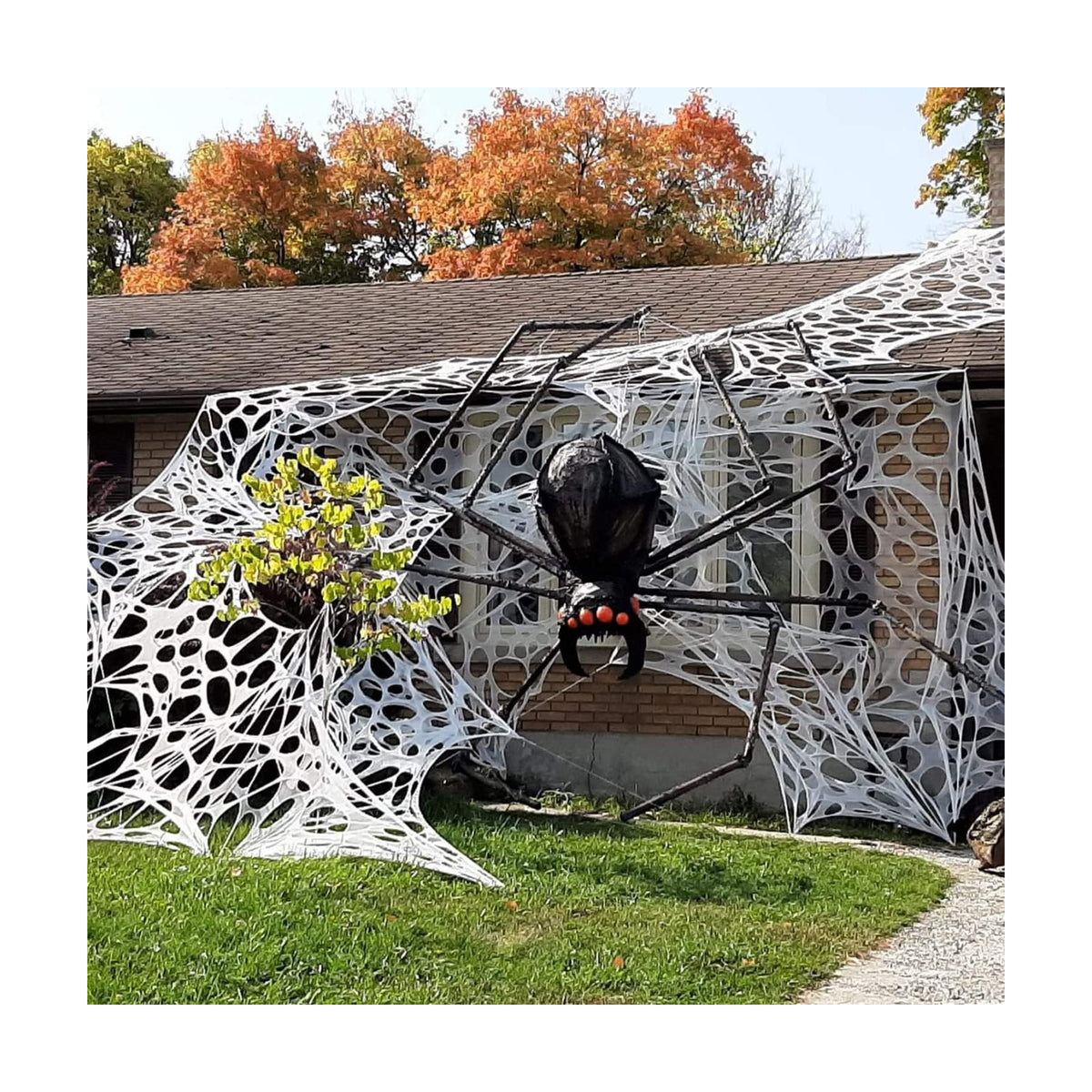 JOYSELLER 2PACK Flexible Spider Web Halloween Decorations Outdoor