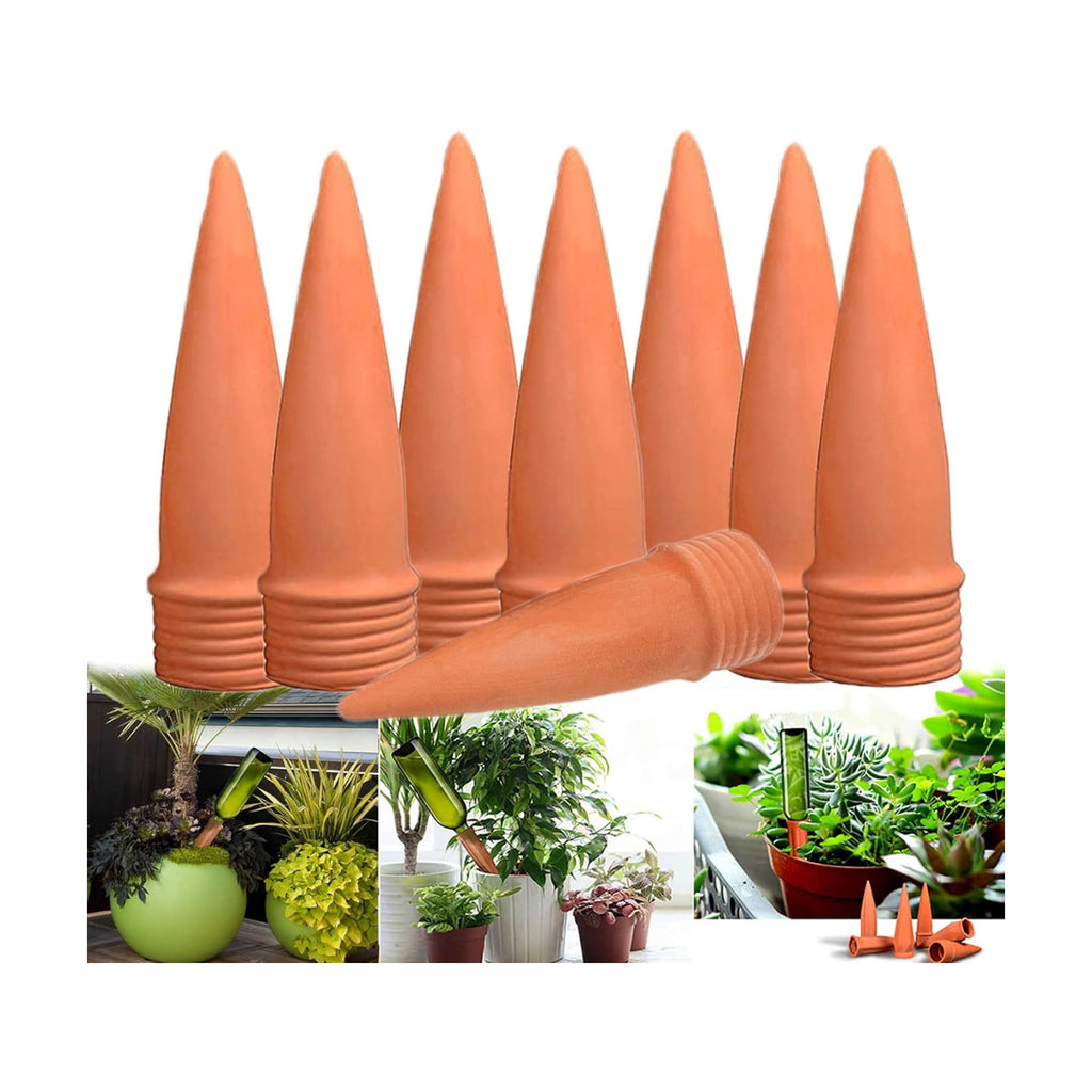 Joyeee Plant Watering Stakes, 8pcs Terracotta Self Watering Spikes Plant Watering Devices for Wine Bottles Vacation
