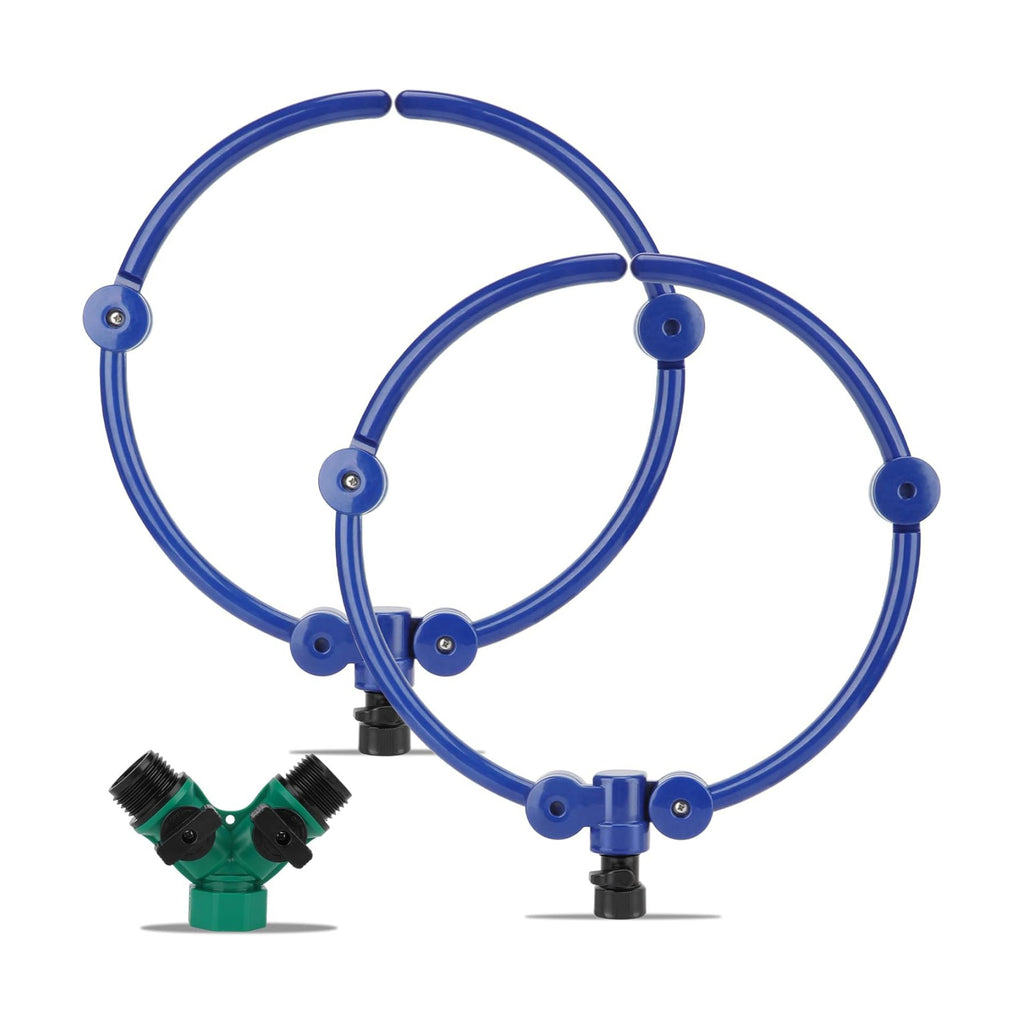 2Pcs 360° Tree Water System Tree Watering Ring 13 Inch Circle Sprinkler and Irrigation System Targeted Water with Y