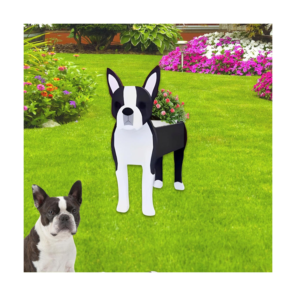 Boston Dog Planter Pots, Animal Shaped Flower Pot | Cute Plant Gift for Women and Pet Lovers, Indoor Outdoor Garden