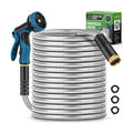Metal Garden Hose 50FT with 10-Function Nozzle, No-Kink Water Hose | Metal Hoses with Leak-proof Connectors