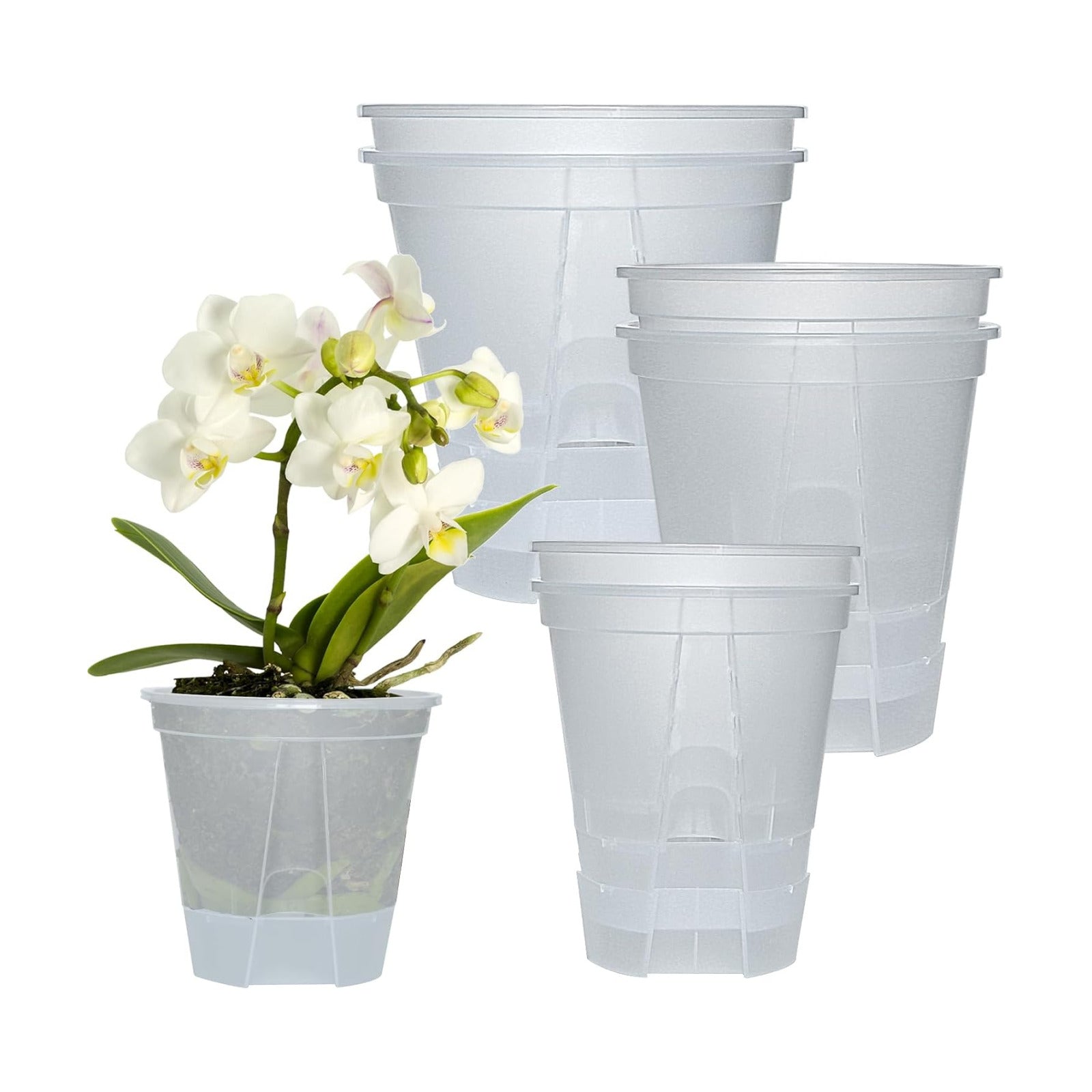 Cdd's Path 6-Pack Bare Root Planter Self Watering Pots Set with Holes for Indoor/Outdoor Plants, 2 Each of 5, 6 and 7