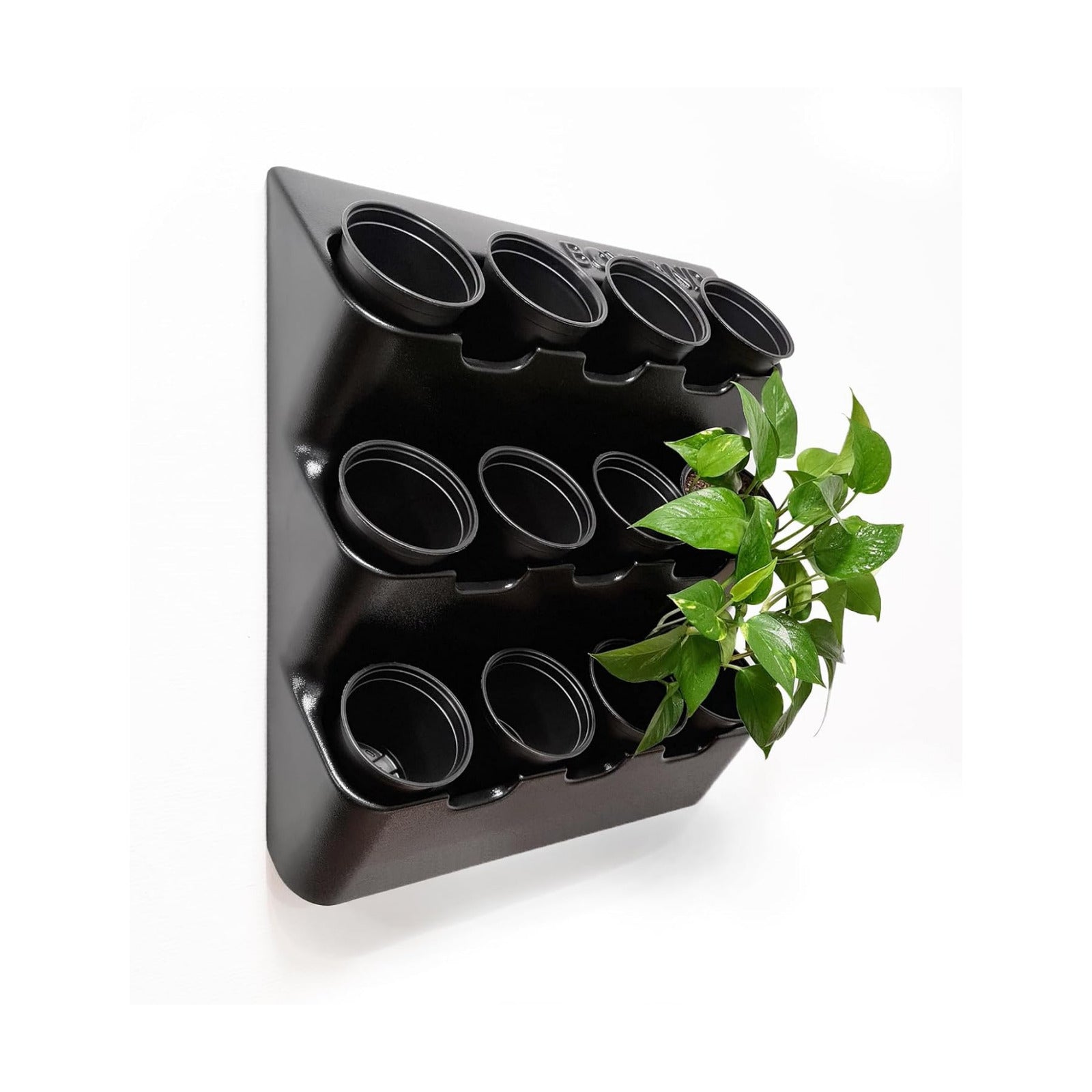BOXSAND-12 Vertical Wall Planter (24"x26", Black with Black Pots) – Living Wall for 12 Plants, Indoor/Outdoor Vertical