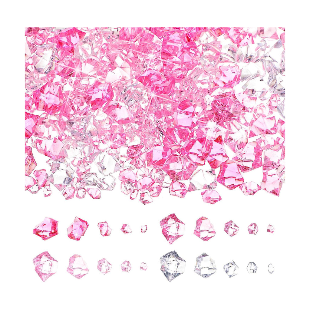 Syhood 570 Pcs Pink Acrylic Gems Plastic Crystals