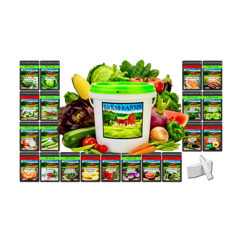 Beginner Survival Seed Vault: 10,000+ Heirloom & Non-GMO Seeds (20 Easy to Grow Varieties) by B&KM Farms