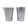 Hosley Set of 2 Galvanized Finish Bucket Vase with PVC Liner 5" Dia x 7" H, Ideal Gift for Floral Arrangements Wedding Home Office Party DIY Indoor Outdoor Garden Patio