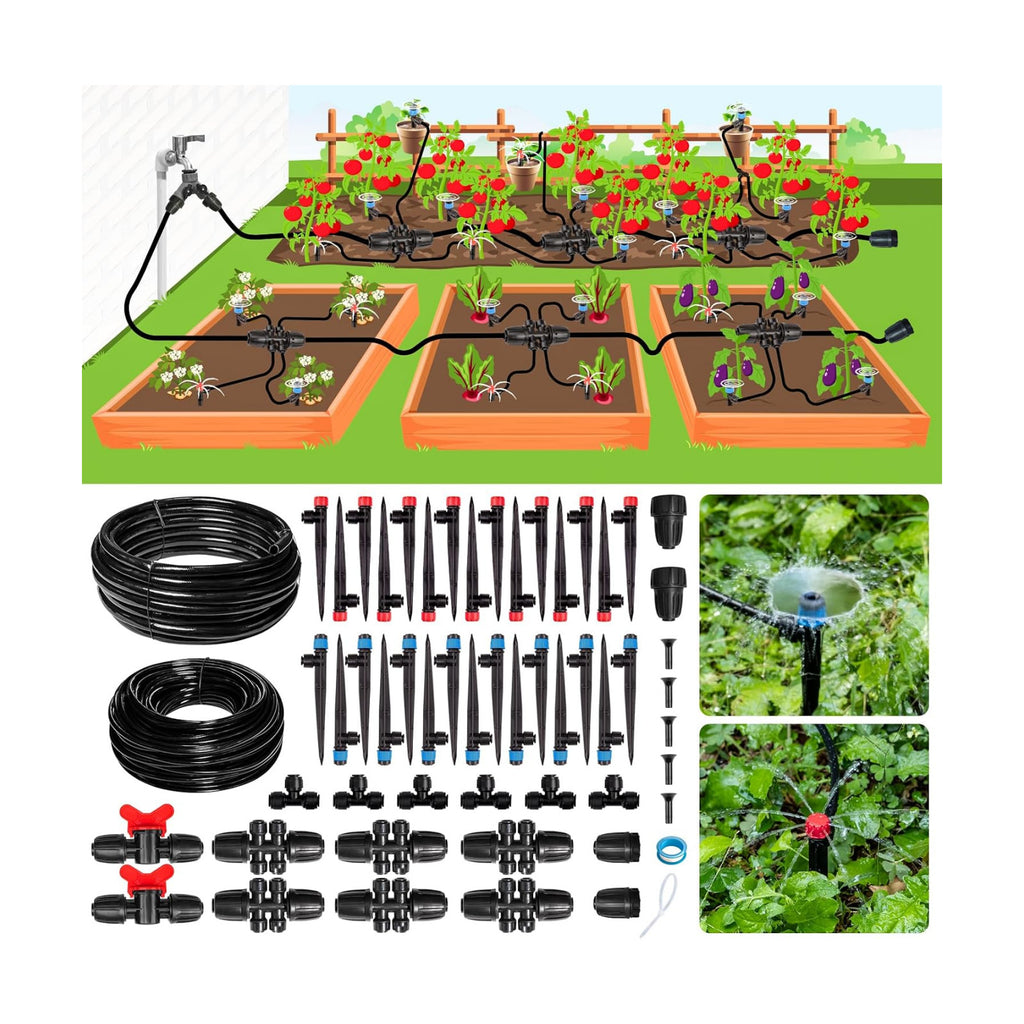 Maotong 240FT Drip Irrigation System Kit New Quick-Connect, Automatic Garden Watering Misting System for Greenhouse