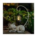 WSgift Outdoor Cat Figurine Garden Statue with Solar-Powered LED Light 13.77 Inches Tall Gift Garden Statue Decor for