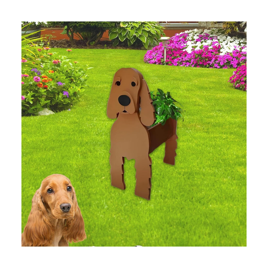 Brown Cocker Spaniel Dog Planter Pots, Animal Shaped Flower Pot | Cute Plant Gift for Women and Pet Lovers, Indoor