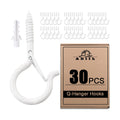 ADIIL 30 PCS Q Hanger Hooks with Safety Buckle, Windproof Screw Hooks for Hanging Outdoor String Lights, Plants