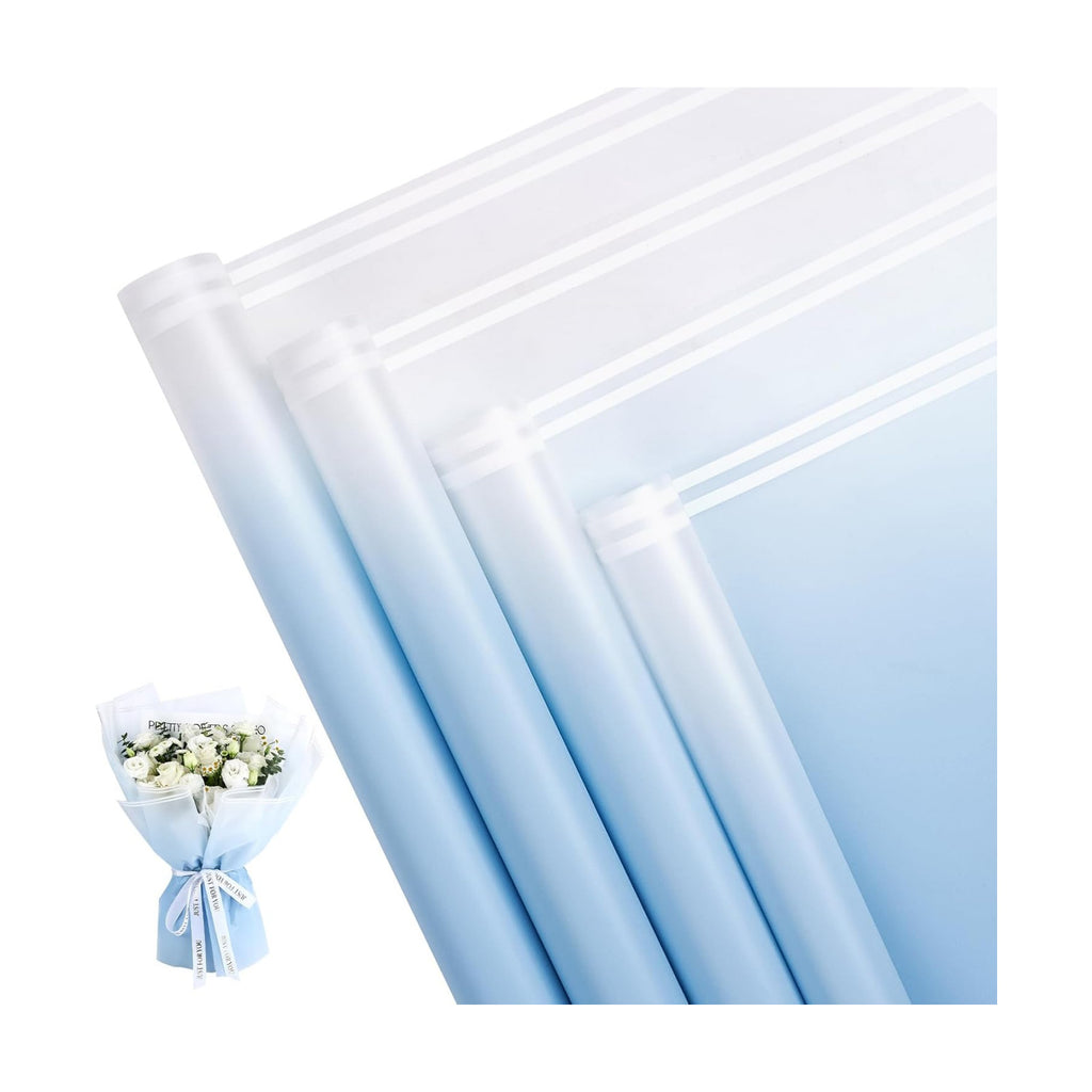 20 Sheet Flower Wrapping Paper-Waterproof Bouquet Paper (Gradient Blue)