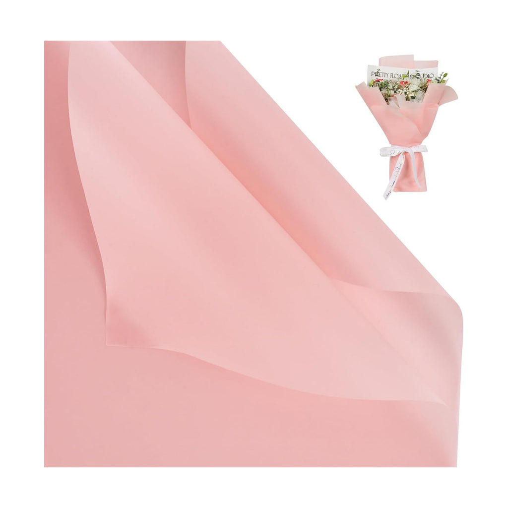 20 Sheet Flower Wrapping Paper-Waterproof Bouquet Paper (Misty Light Pink)