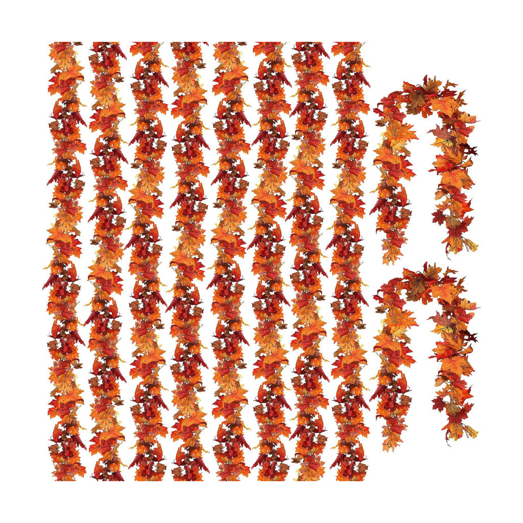 CQURE 10 Pack Fall Leaf Garland, Hanging Vines Garland Artificial Fall Maple LeavesThanksgiving Decor for Home Wedding Fireplace Party