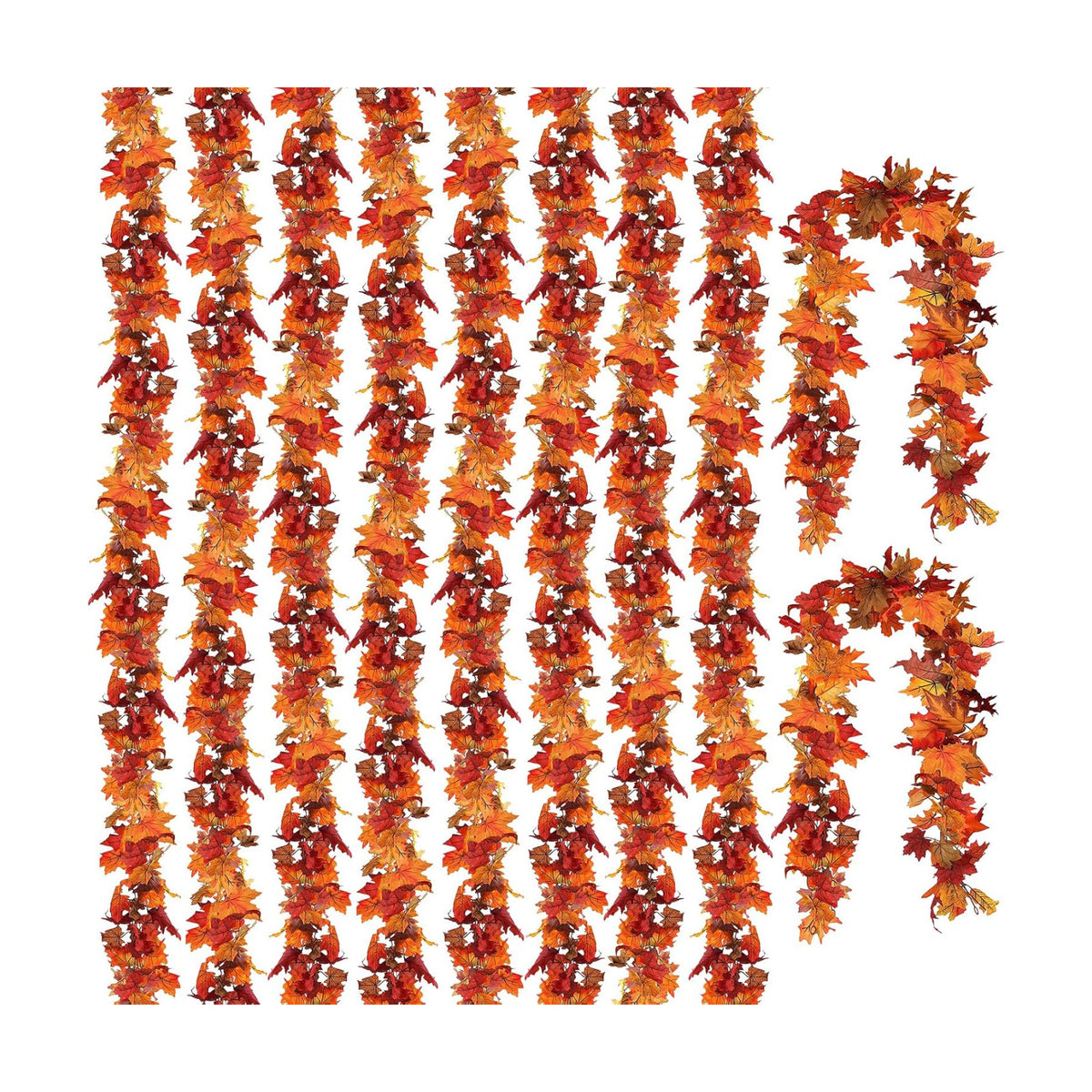 CQURE 10 Pack Fall Leaf Garland, Hanging Vines Garland Artificial Fall Maple LeavesThanksgiving Decor for Home Wedding Fireplace Party