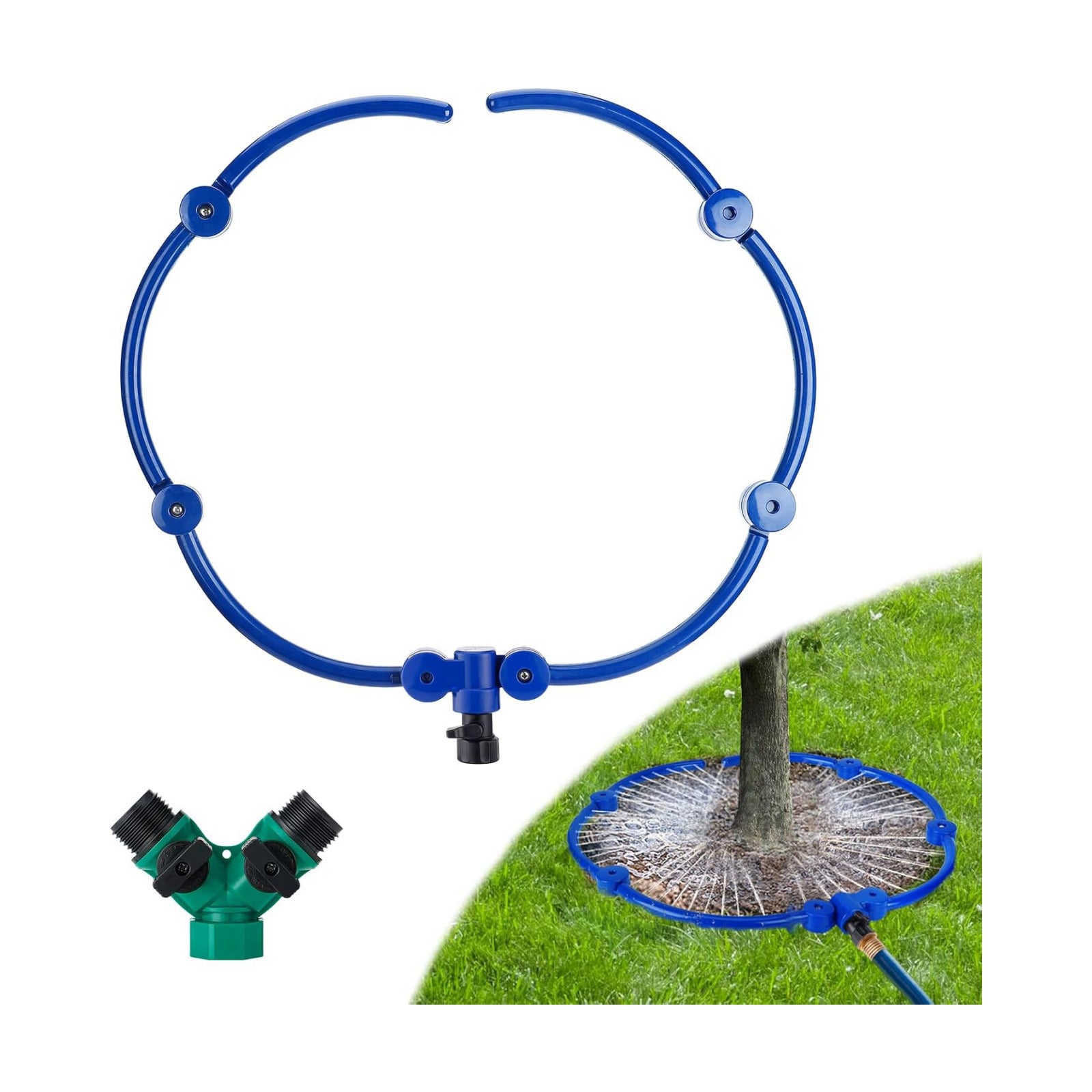 Apipi 20.5" 360° Ring Tree Water Sprinkler for Even Root Irrigation | Adjustable Circle Tree Watering with Y Hose