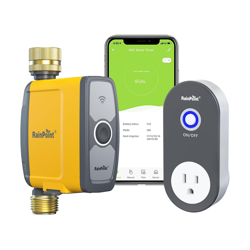 RAINPOINT WiFi Water Timer, Smart Hose Timer for Garden Hose, WiFi Irrigation Controller, Smart Sprinkler System Valve