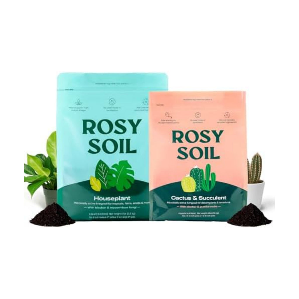 Rosy Soil Cactus and Succulent Potting Soil Mix (4 qts) + Indoor Potting Soil (8 qts) - Peat Free House Plant Soil