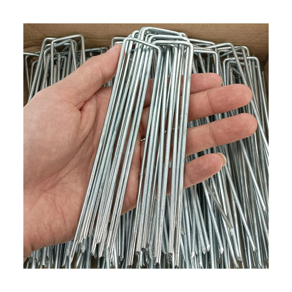 200 Pcs 6 inch Garden Landscape Staples Galvanized Pins Lawn Stakes for Weed Barrier Ground Cover,U-Type Heavy Duty