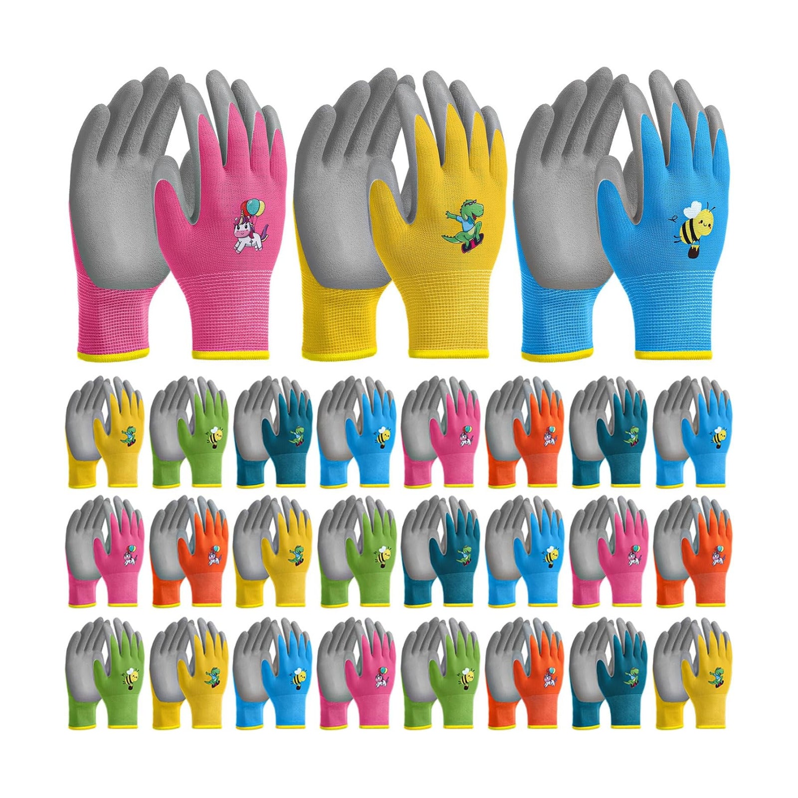 24 Pairs Kids Gardening Gloves Kids Children Yard Grippy Rubber Coated Garden Work Gloves for Girls Boys Outdoor