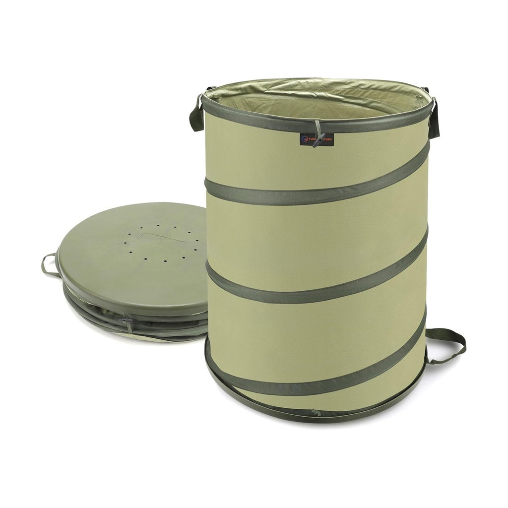 YUDI & GARDEN 45 Gallon Hard Bottom Collapsible Garden Bag | Heavy Duty Collapsible Trash Can for Collecting Weeds