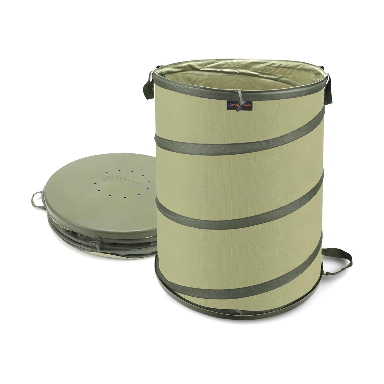 YUDI & GARDEN 45 Gallon Hard Bottom Collapsible Garden Bag | Heavy Duty Collapsible Trash Can for Collecting Weeds