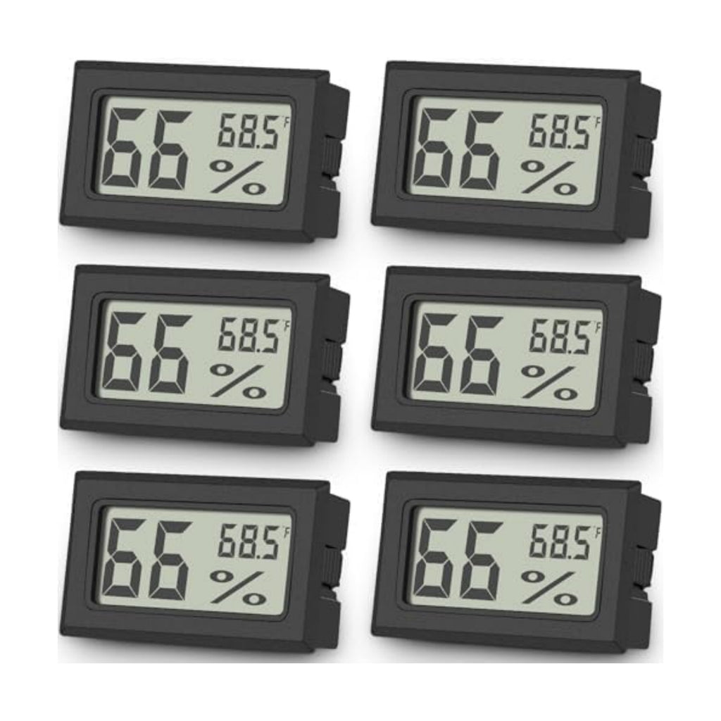 Vaikby 6-Pack Mini Digital Thermometer Hygrometer, Indoor Humidity Monitor, Temperature Humidity Gauge Meter with Fahrenheit (℉) for Greenhouse, Garden, Cellar, Closet, Fridge