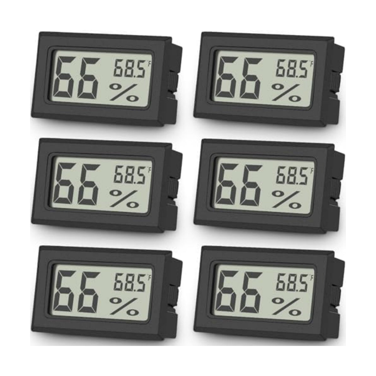 Vaikby 6-Pack Mini Digital Thermometer Hygrometer, Indoor Humidity Monitor, Temperature Humidity Gauge Meter with Fahrenheit (℉) for Greenhouse, Garden, Cellar, Closet, Fridge