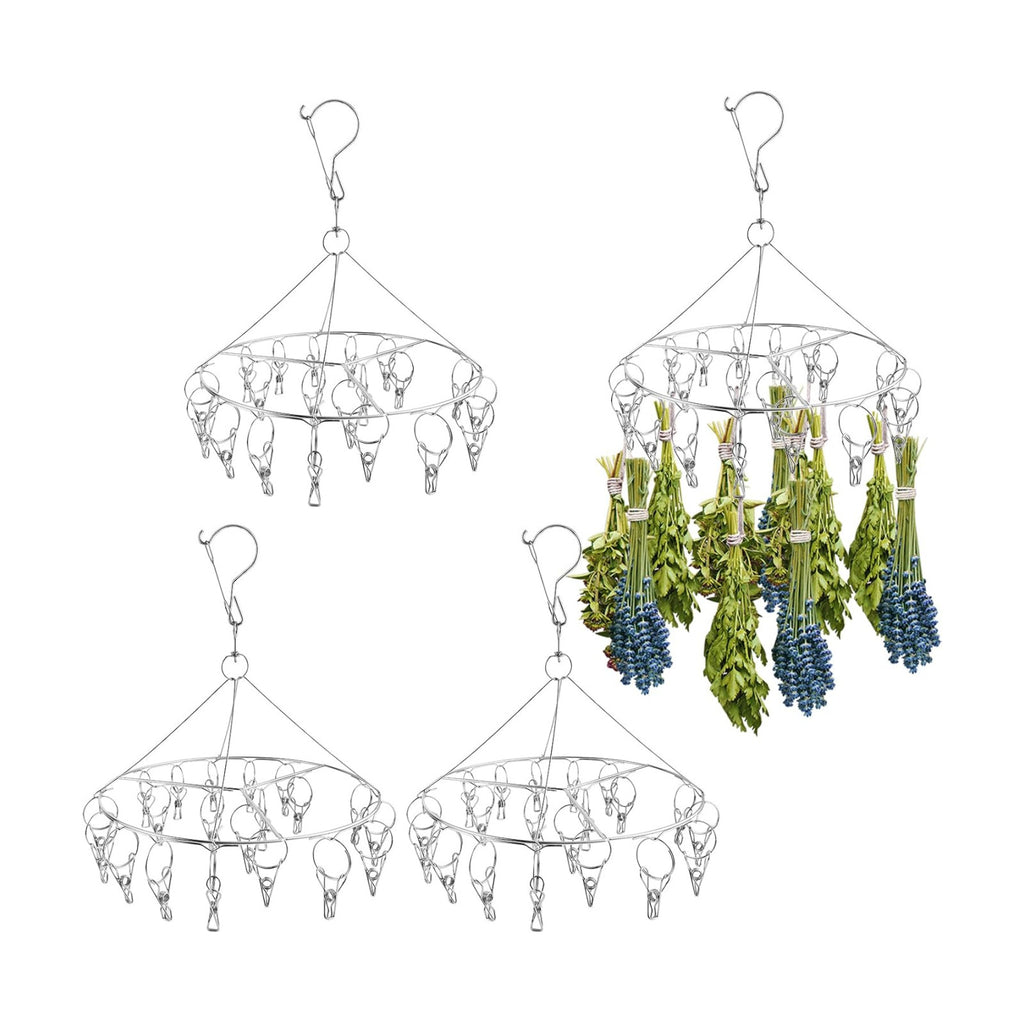 Round Herb Drying Rack for Drying Spices, Rustproof Dryer with 20 Hooks