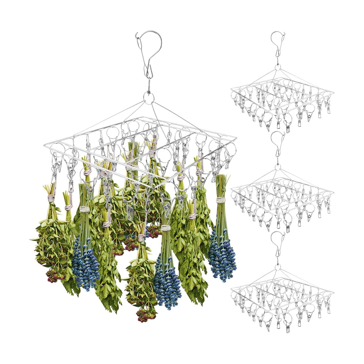 Herb Drying Rack for Drying Spices, Rustproof Dryer with 40 Hooks