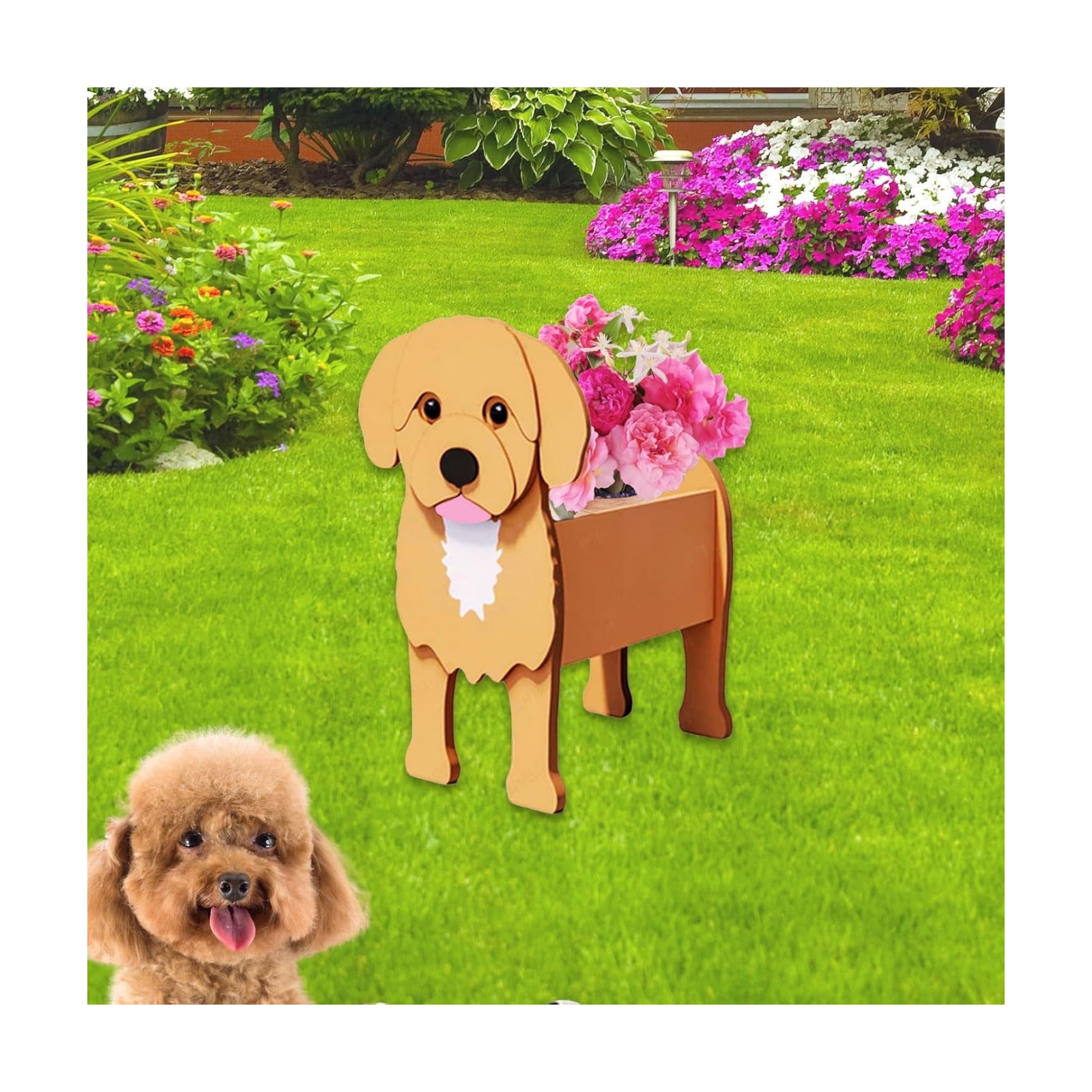 Cavoodle Dog Planter Pots, Animal Shaped Flower Pot | Cute Plant Gift for Women and Pet Lovers, Indoor Outdoor Garden