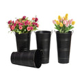 Notakia 12 Inch Large Galvanized Metal Vases Farmhouse French Flower Bucket Vases for Cut Flowers for Home Decor and Wedding Table Centerpiece Decorations (Large Blcak 4Pcs)