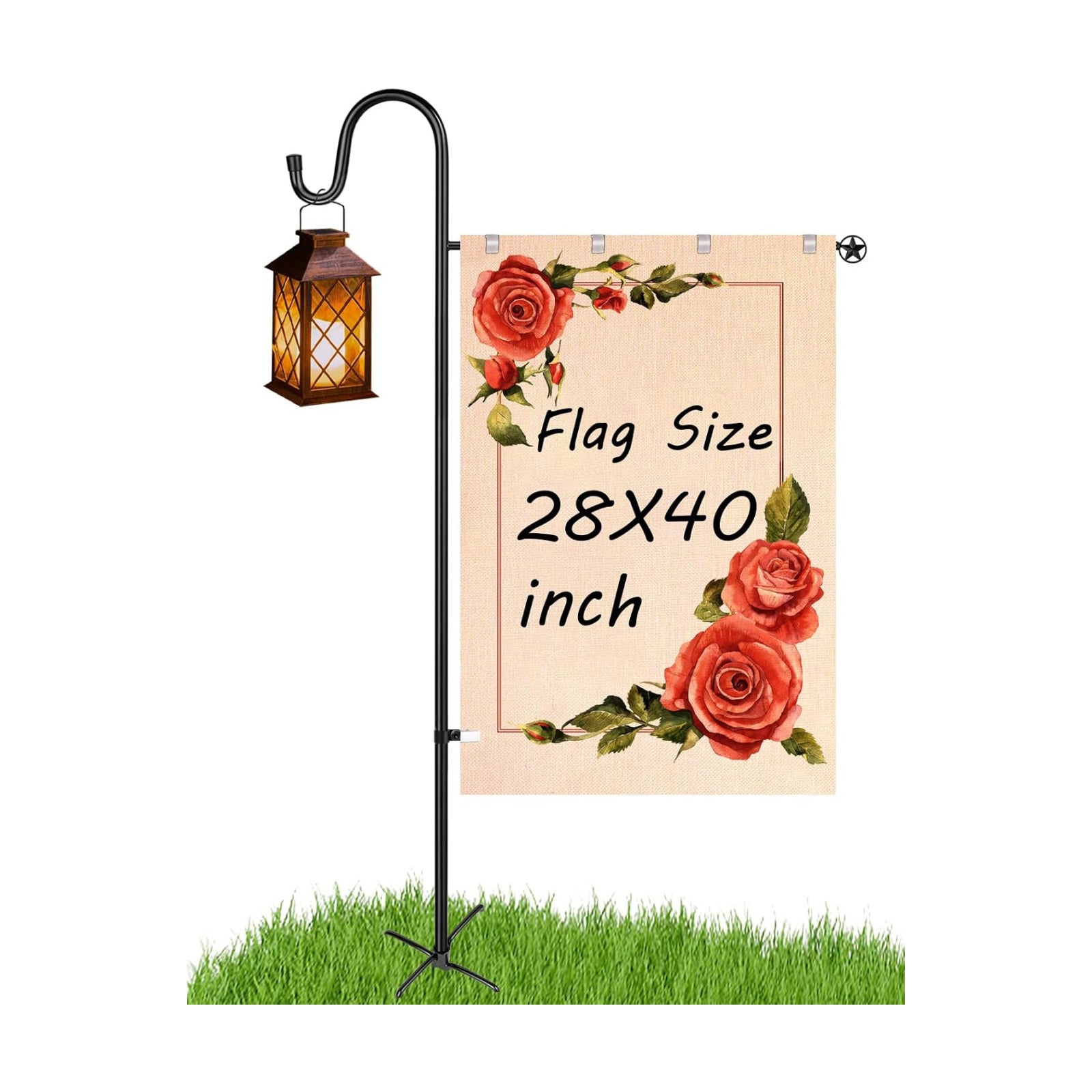 LOPANNY Large Garden Flag Holder Stand Pole for 28 x 40 Flags with Shepherds Hooks for Outdoor - Upgraded Sturdy 60