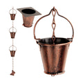 Rain Chain for Outside with Adapter,Wrought Iron Rain Chains 9 FT Set,Rain Chains Gutter with Brown Rain Chain 16 Cup