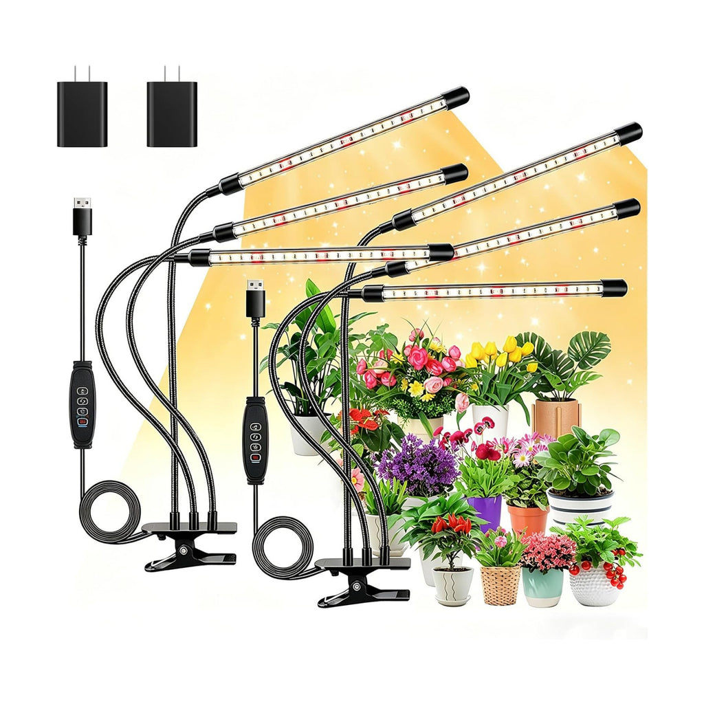LED Grow Lights for Indoor Plants, 3Heads Grow Lights for Seed Starting, 10 Dimmable Levels & 3 Timer Modes (3/9/12H)