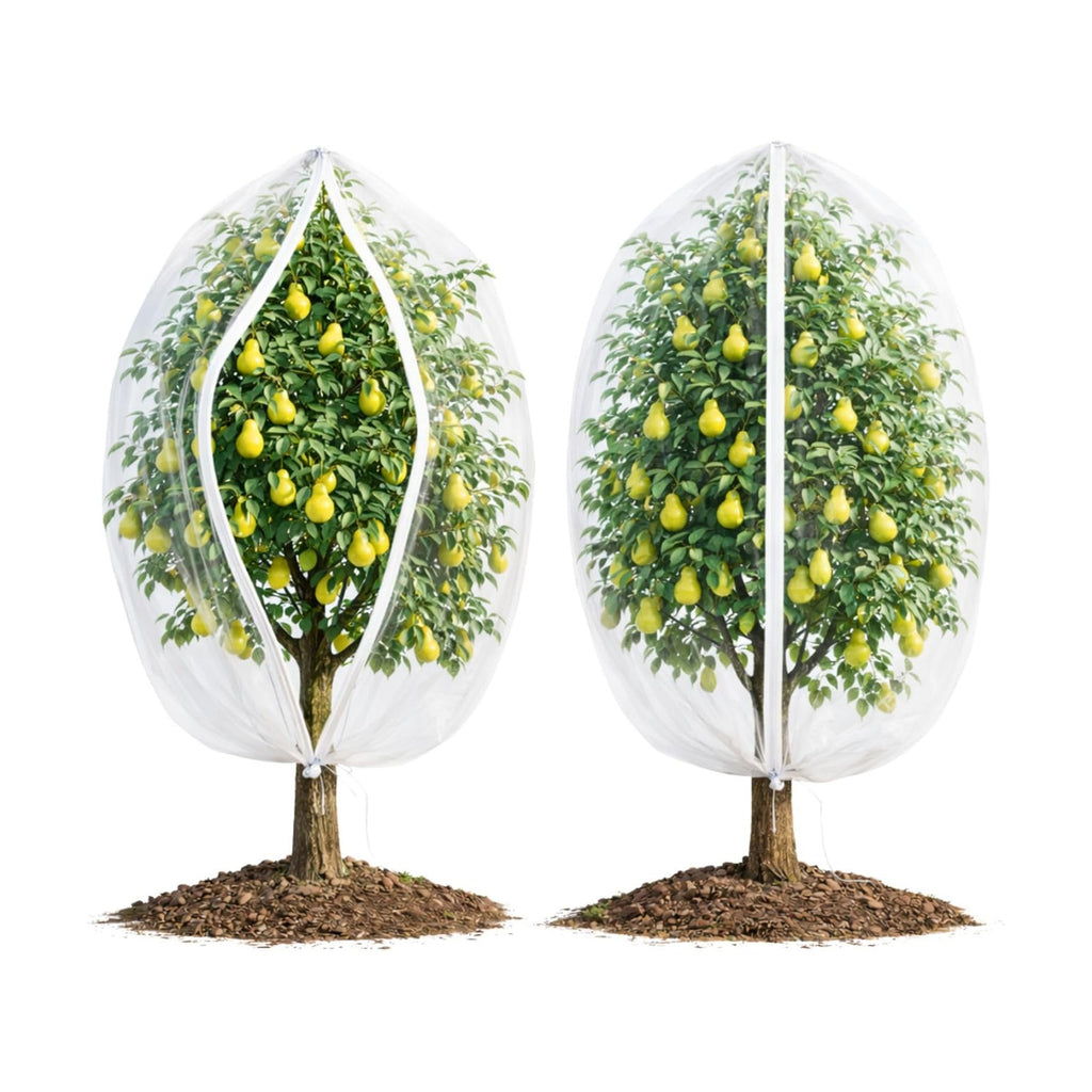 Fruit Tree Netting Cover with Zipper & Drawstring, 2 Packs 10ft x 10ft Insect Bird Barrier Netting for Garden