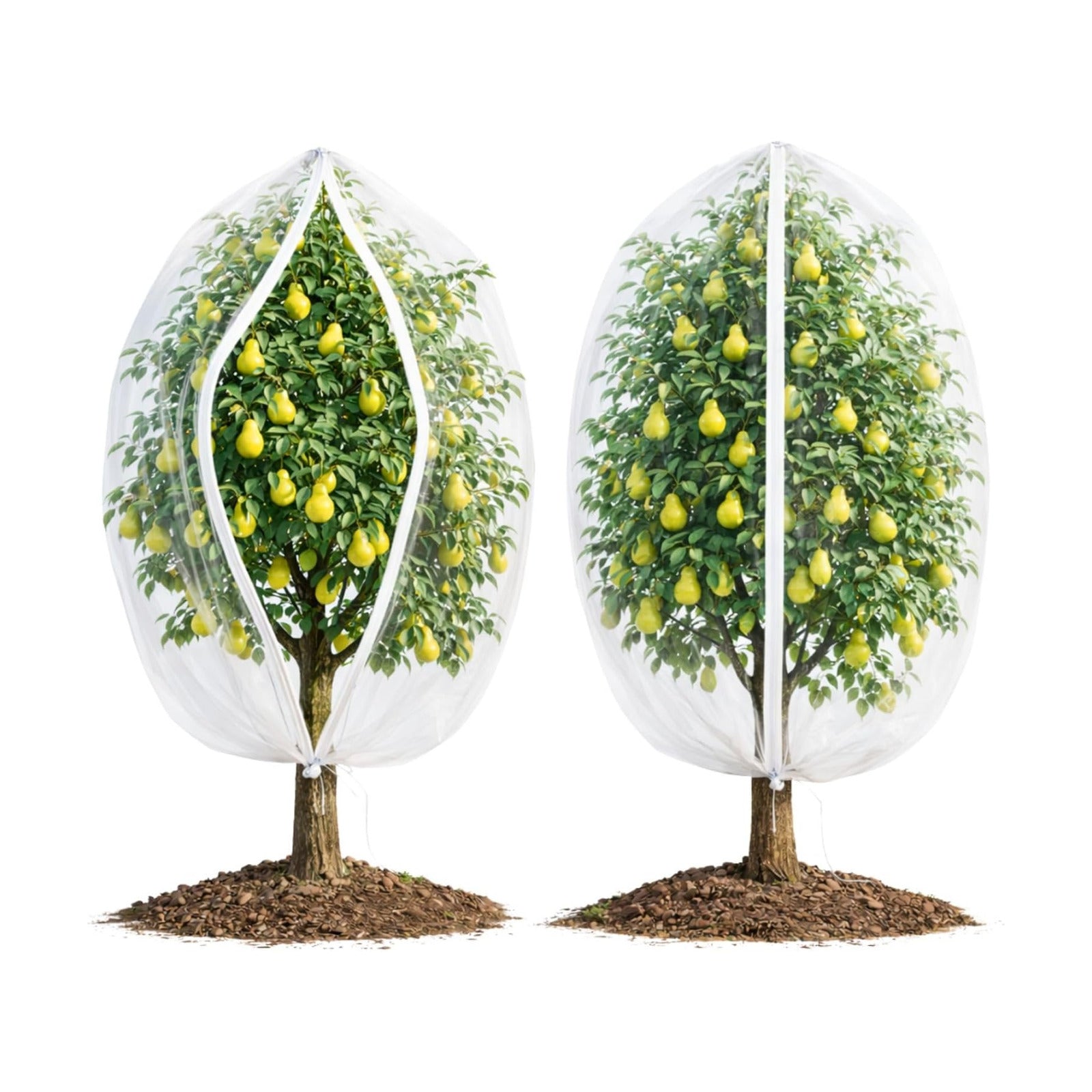 Fruit Tree Netting Cover with Zipper & Drawstring, 2 Packs 10ft x 10ft Insect Bird Barrier Netting for Garden