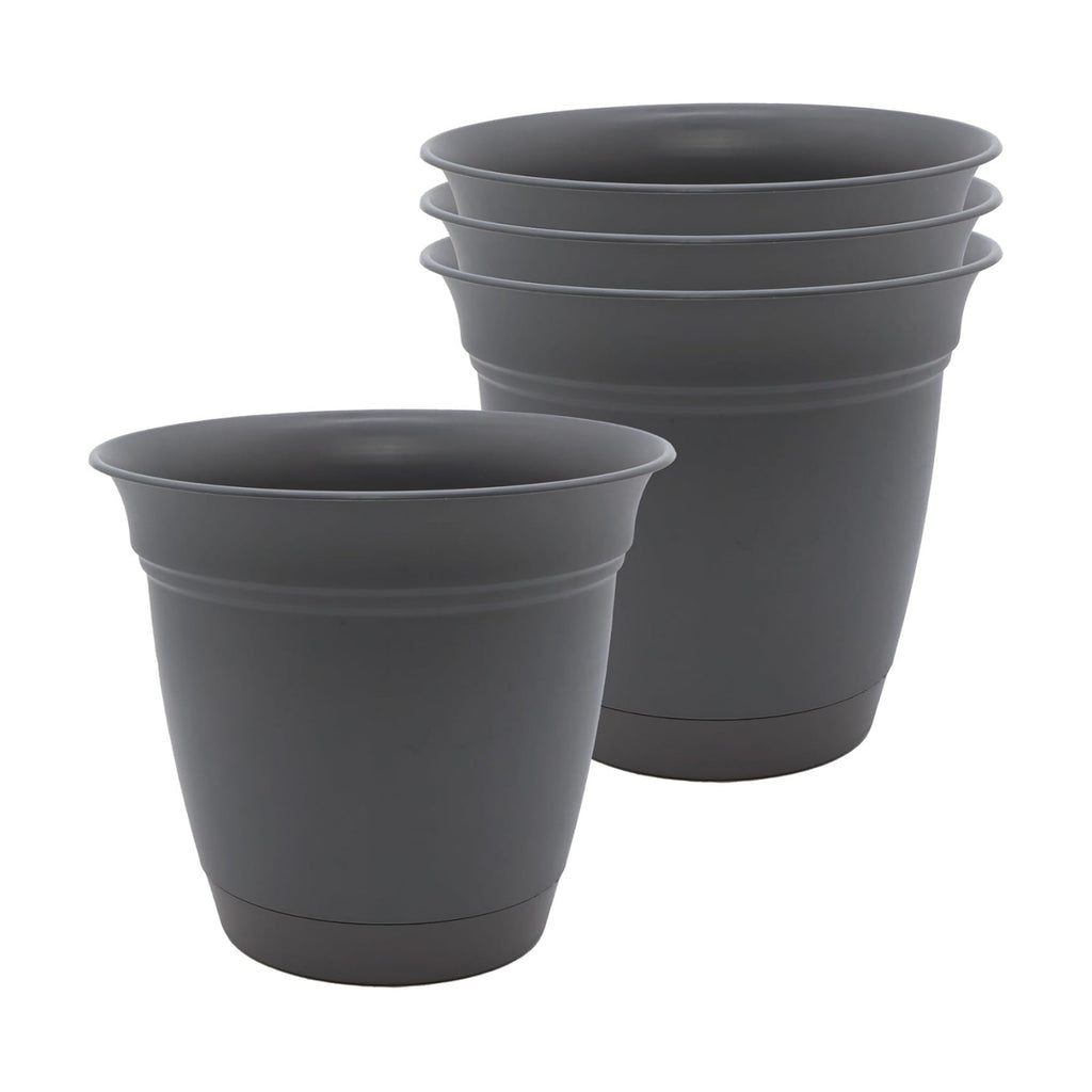 The HC Companies Eclipse Round Planter Pot, 6 Inch, Warm Gray, 4-Pack